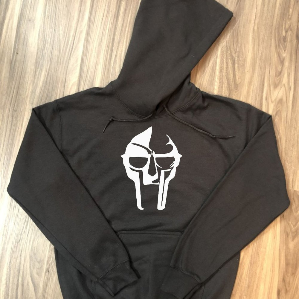 MF Doom Hoodie with Mask and Graffiti on Back